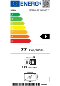 Regal 55R75U01 4K Ultra HD 55" 140 Screen Smart LED TV with Satellite Receiver
